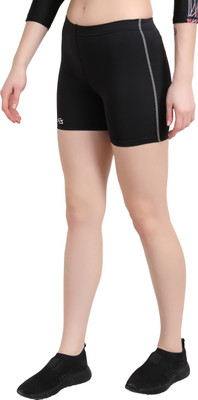 Sportinger Solid Women Black Tights