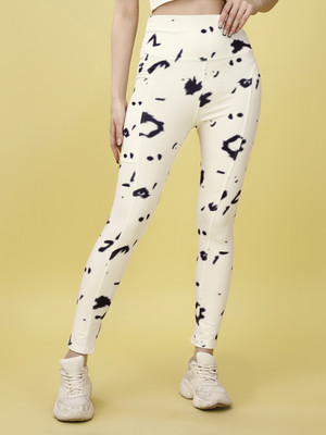 POOJARAN Animal Print Women White Tights