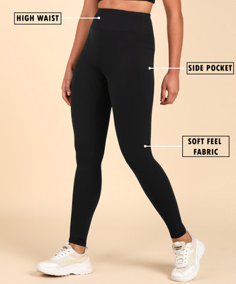 Rhino Rage Solid Women Black Tights