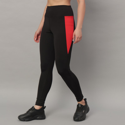 GLITO Color Block Women Red Tights