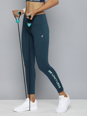 HRX by Hrithik Roshan Solid Women Blue Tights