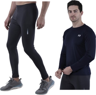 TroopLine Solid Men Grey, Dark Blue Tights