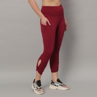 Women Maroon Ankle Length Tights