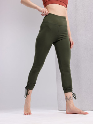 HRX by Hrithik Roshan Solid Women Green Tights