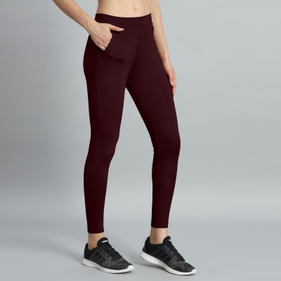 Adrenex by Flipkart Solid Women Maroon Tights