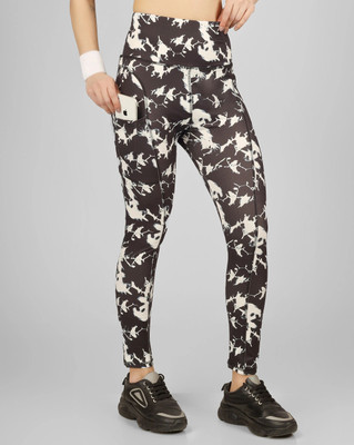 BEYOGINI Printed Women Black Tights