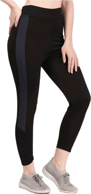 KOOLEST Color Block Women Black Tights