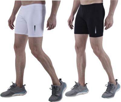 TroopLine Solid Men White, Black Tights