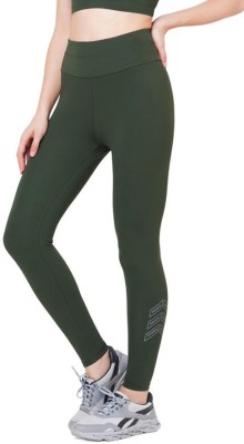 Laasa Sports Solid Women Green Tights