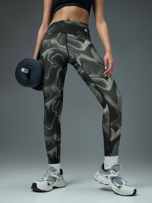 TECHNOSPORT Printed Women Green Tights