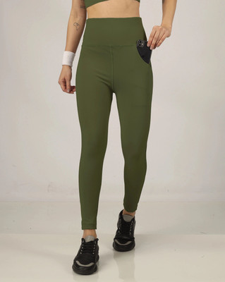 BEYOGINI Solid Women Green Tights
