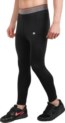 never lose Solid Men Black Tights