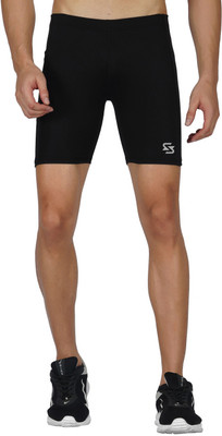 Sportinger Solid Men Black Tights