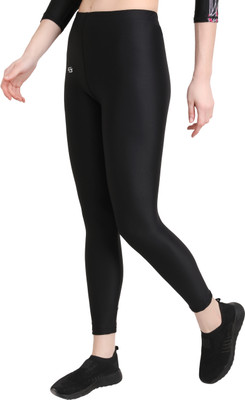 Sportinger Solid Women Black Tights