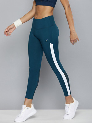 HRX by Hrithik Roshan Striped Women Blue Tights