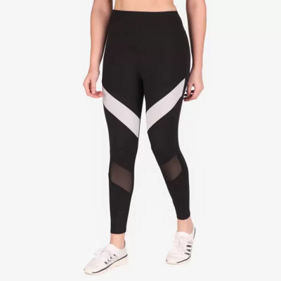 Wild Magic Self Design Women Black, White Tights