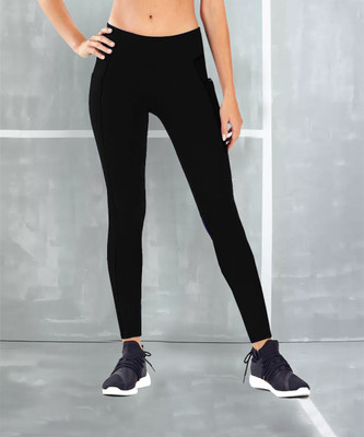 M7 By Metronaut Solid Women Black Tights