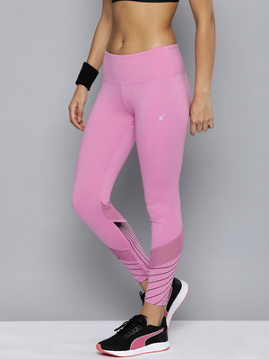 HRX by Hrithik Roshan Striped Women Pink Tights