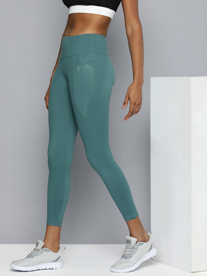 HRX by Hrithik Roshan Solid Women Dark Green Tights