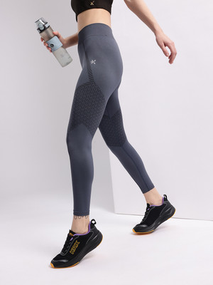 HRX by Hrithik Roshan Solid Women Grey Tights