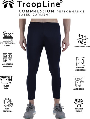 TroopLine Solid Men Dark Blue Tights