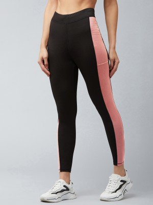 BLINKIN Color Block Women Black, Pink Tights