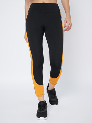 Waylene Color Block Women Black, Yellow Tights