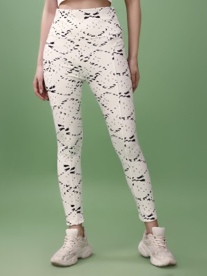 POOJARAN Printed Women White Tights