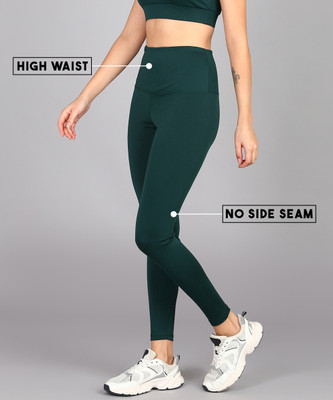Rhino Rage Solid Women Dark Green Tights