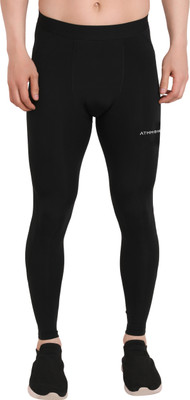 Athmonk Solid Men Black Tights