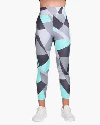 MASTERY Printed Women Light Blue Tights