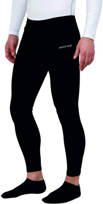 never lose Solid Men Black Tights