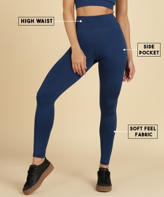 Rhino Rage Solid Women Blue Tights