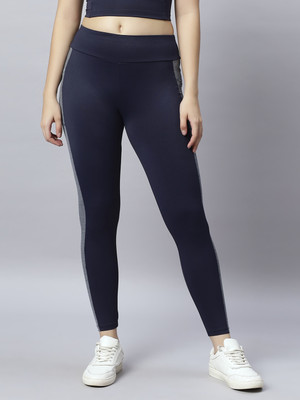 Laasa Sports Solid Women Blue Tights