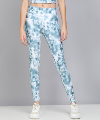 KOBO Printed Women White, Green Tights