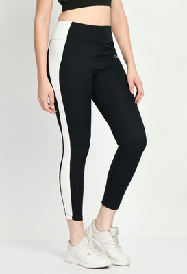 Waylene Color Block Women Black, White Tights