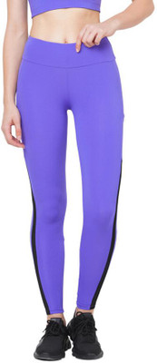 Laasa Sports Striped Women Blue Tights