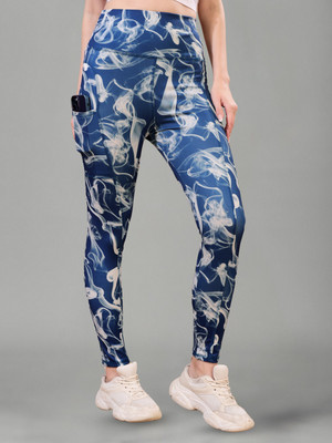 Kashikey creation Printed Women Blue Tights