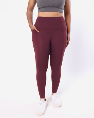 BlissClub Solid Women Maroon Tights