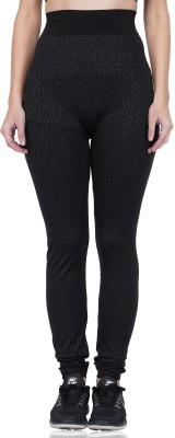 iSweven Self Design Women Black Tights