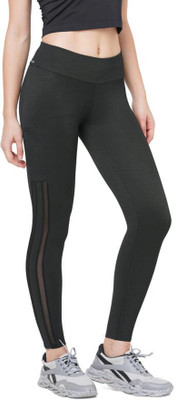 Laasa Sports Striped Women Grey Tights
