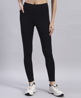 Geonix Solid Women Black Tights
