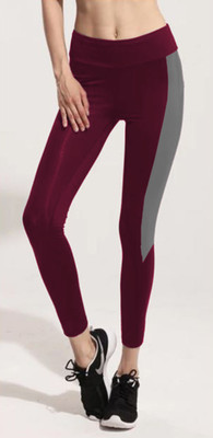 KGN HUB Color Block Women Maroon Tights