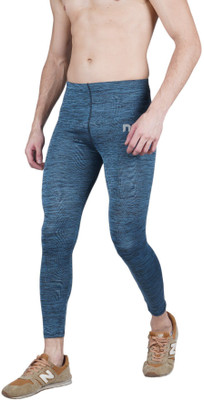 never lose Self Design Men Light Blue Tights