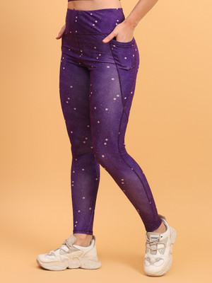 Cosvos Printed Women Purple Tights