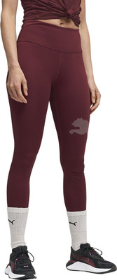 PUMA Solid Women Maroon Tights