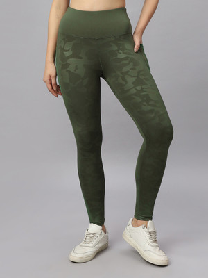 SOIE Printed Women Dark Green Tights