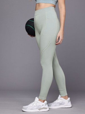 HRX by Hrithik Roshan Solid Women Green Tights