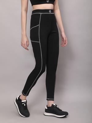 SAKARMAA Solid Women Black Tights