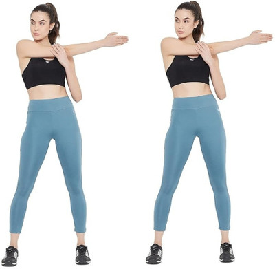 FEEL TIME Solid Women Blue Tights